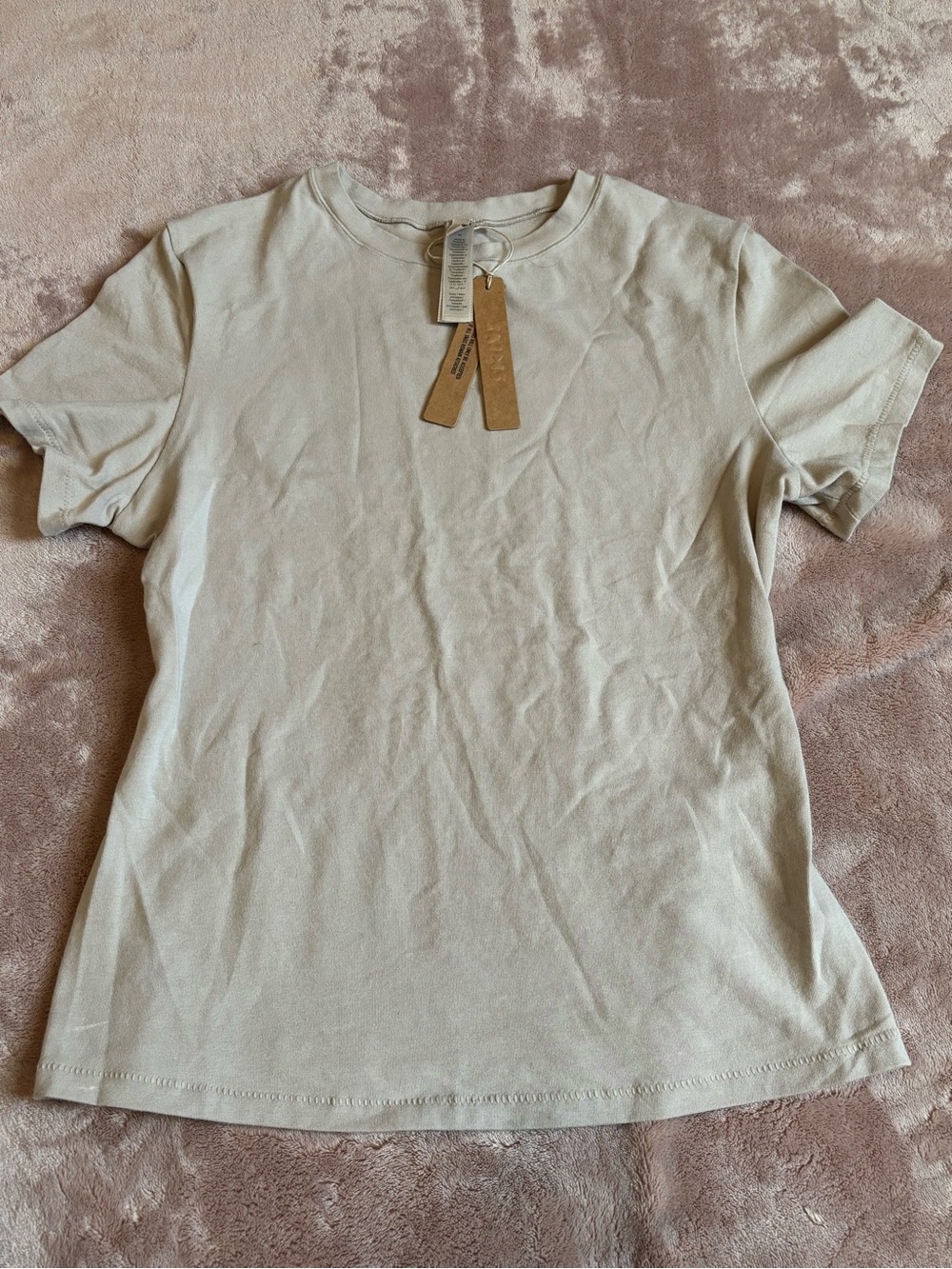 SKIMS Short Sleeve Crew Tee in Light Tan